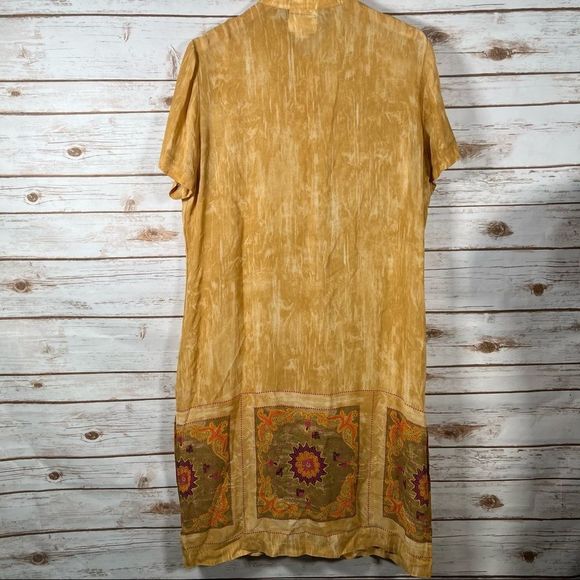 Vintage Farouche Marbled Yellow Tunic w Print on Bottom Size 14 Made in Canada - Picture 6 of 13